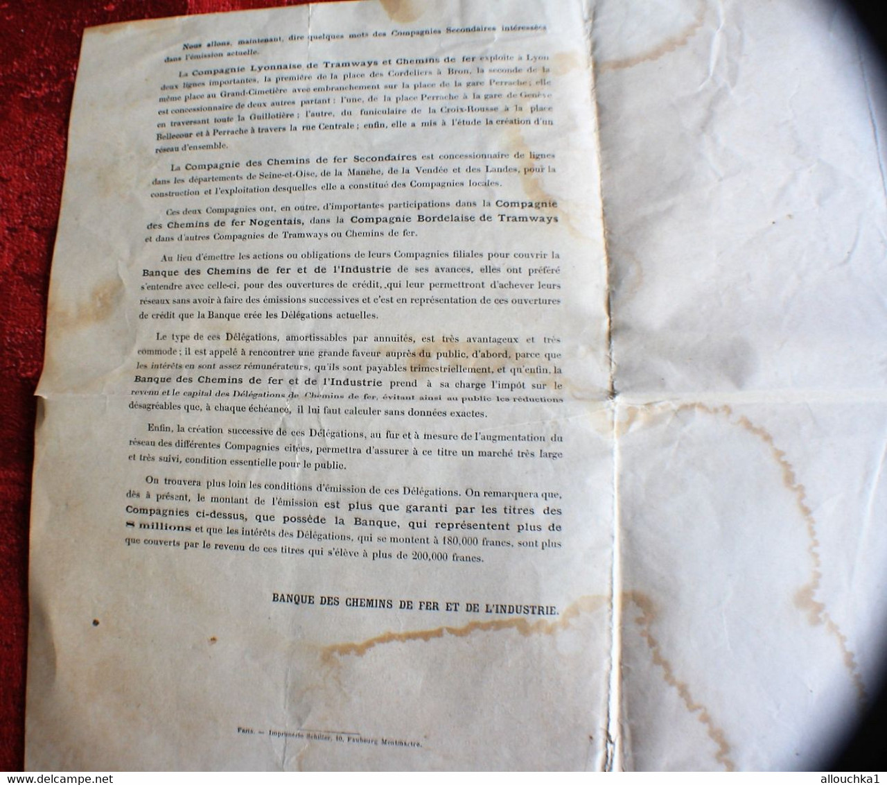 15 JANV 1882-SOUSCRIPTION  BANQUE DES CHEMINS DE FER & INDUSTRIE☛EMISSION PUBLIQUE 300FR 4%☛NOTICE TRAMWAYS CIE LYONNAIS - Trasporti