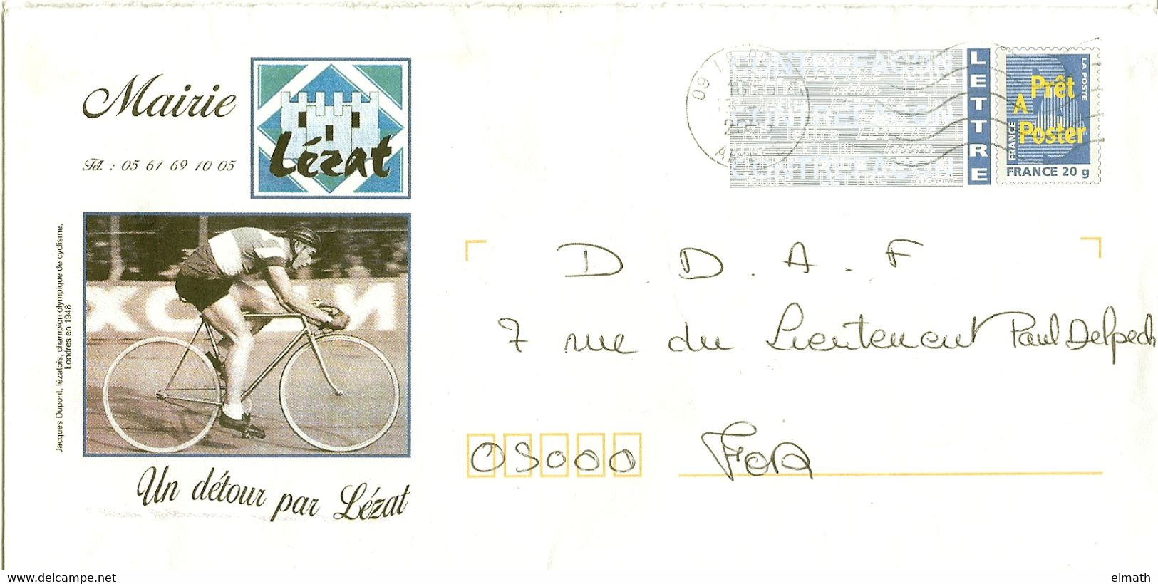 JEUX OLYMPIQUES De LONDRES 1948 : Jacques DUPONT Champion Olympique De CYCLISME JO 1948 Sur PAP Mairie De LEZAT (ARIEGE) - Ete 1948: Londres