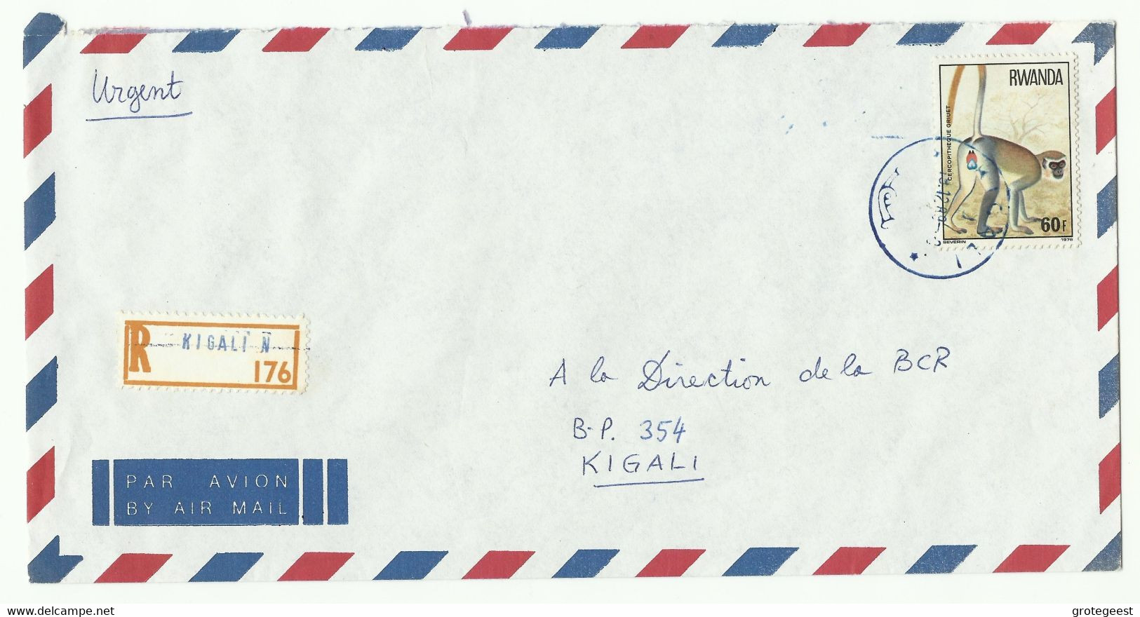 Lettre Recommandée De KIGALI  1989 Vers Kigali - 16167 - Autres & Non Classés