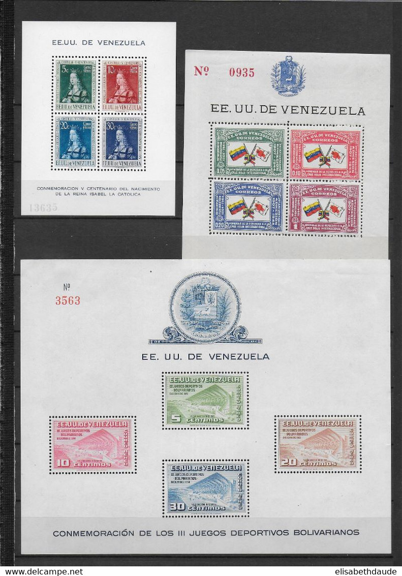 VENEZUELA - BEL ENSEMBLE De BLOCS ** MNH - YVERT N°1/11+12/19+20/27+29/31 + Mi1454/56B - COTE = 300 EUR. - 9 PAGES - Venezuela