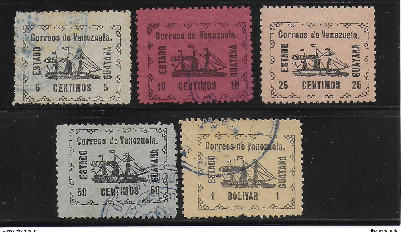 VENEZUELA - YVERT N°87/91 OBLITERES 89 * MLH) - ETAT DE GUAYANA - COTE = 300 EUR. - Venezuela