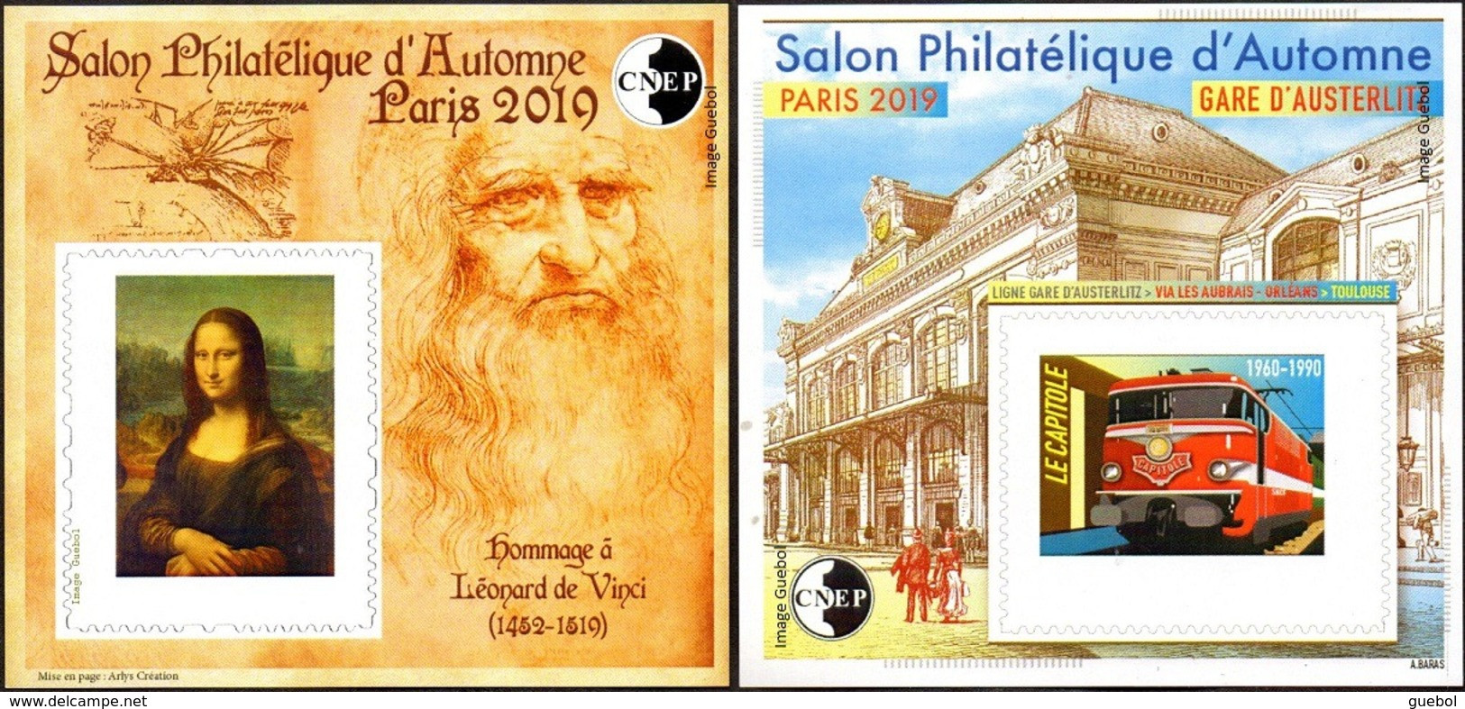 CNEP Le N°  81a Et 82 A De 2019 - Blocs Non Dentelé - Salon D'automne. Gare D'Auterlitz Et La Joconde De Léonad De Vinci - CNEP