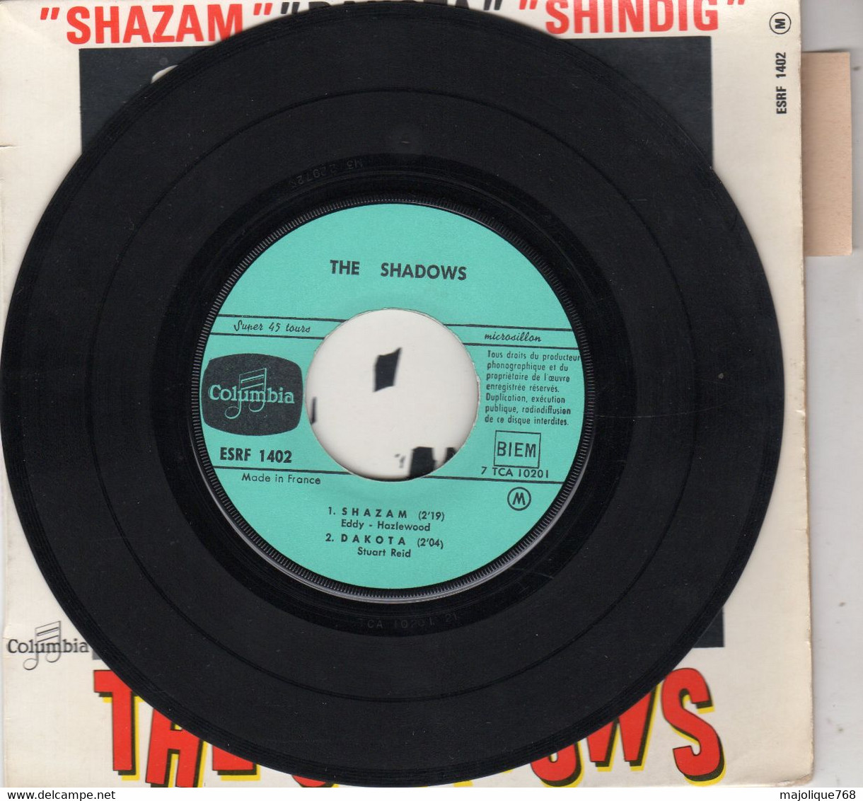 Disque The Shadows - Shazam - Dakota - Columbia ESRF 1402 France 1964 - Strumentali