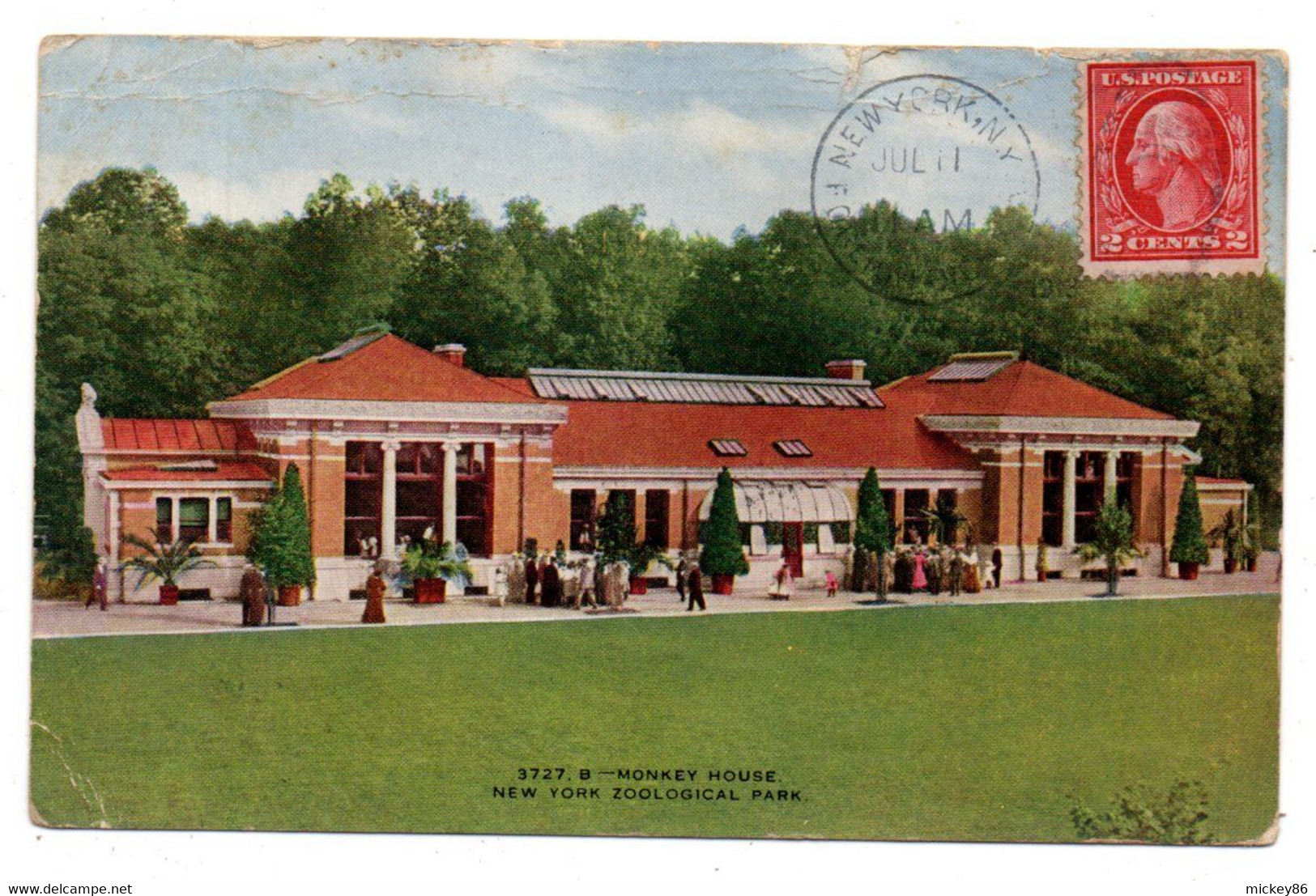 Etats-Unis--1913--New York Zoological Park.--Monkey House.....carte Colorisée........à  Saisir - Parken & Tuinen