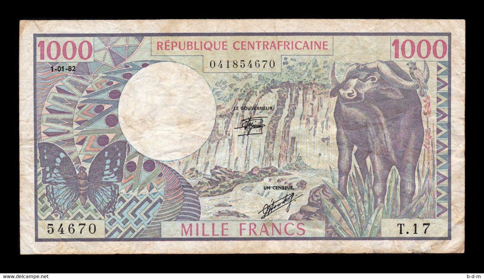 Rep. Centroafricana Central African Republic 1000 Francs 1982 Pick 10d BC F - Repubblica Centroafricana