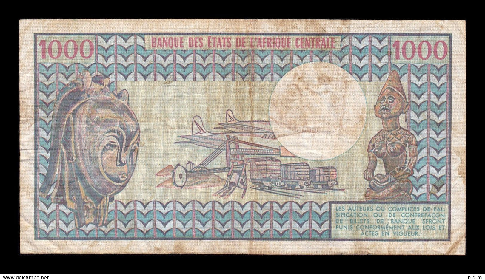 Rep. Centroafricana Central African Republic 1000 Francs 1982 Pick 10d BC F - Repubblica Centroafricana