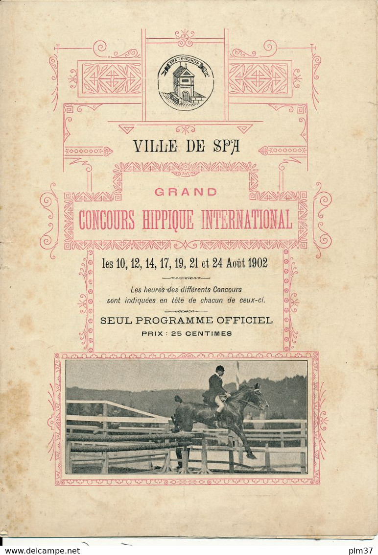 Ville De SPA, Belgique - Programme Du Concours Hippique International 1902 - Programs