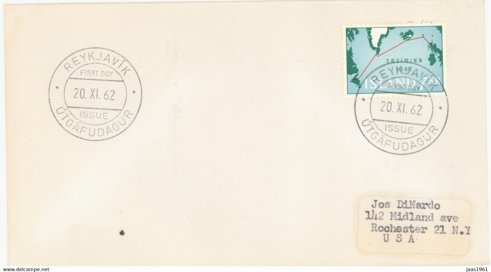 ICELAND. FDC. SEA CABLE. 1962 - FDC