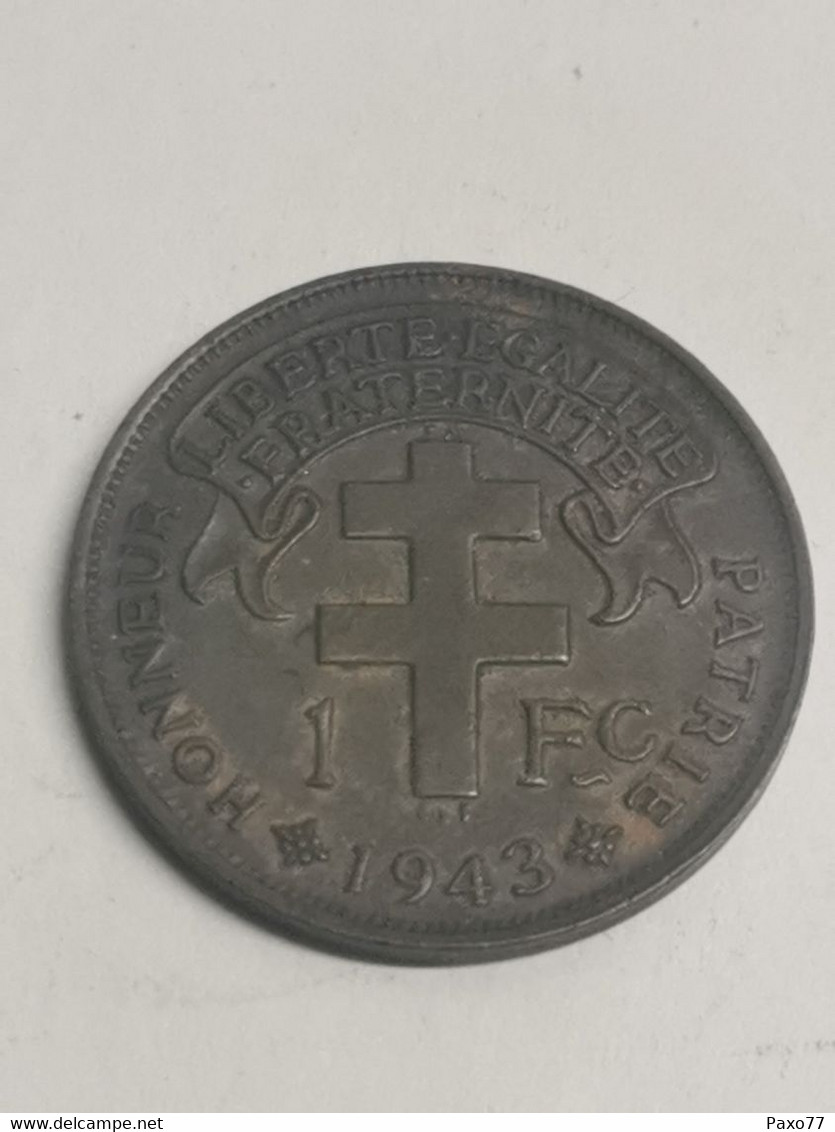 1 Franc Cameroun Français 1943. - Autres & Non Classés