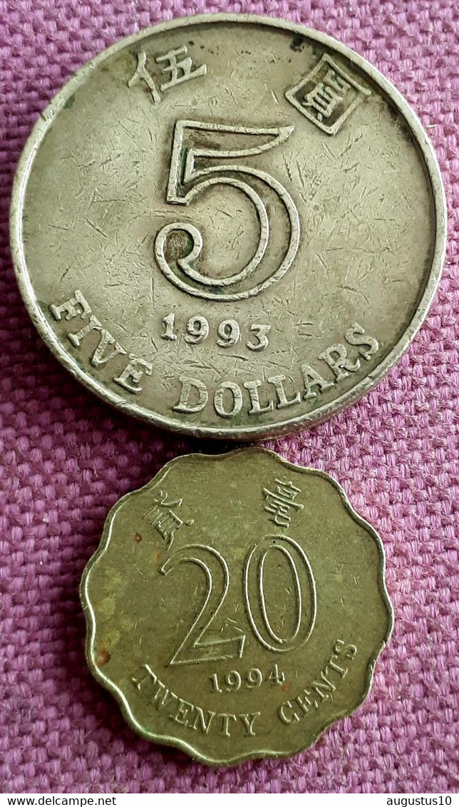 HONG KONG:  5 DOLLAR  1993 + 20 CENTS 1994 - Hong Kong