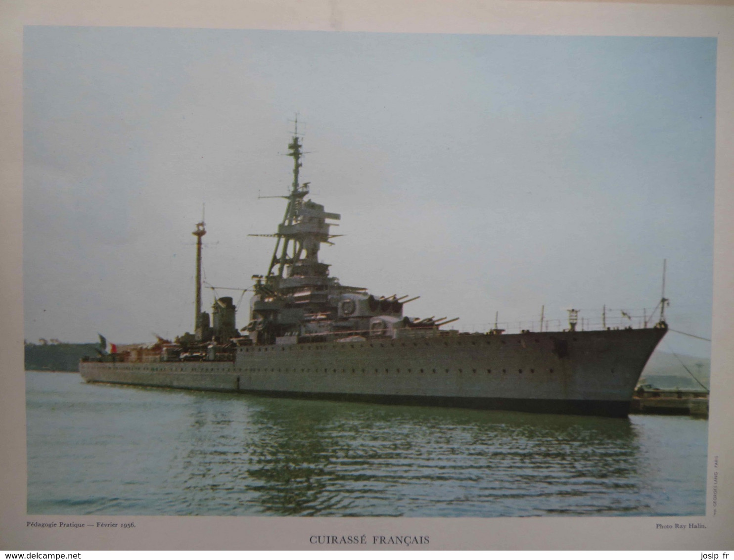 GRANDE PHOTO : MARINE MILITAIRE : CUIRASSÉ FRANÇAIS 1956- - Bateaux