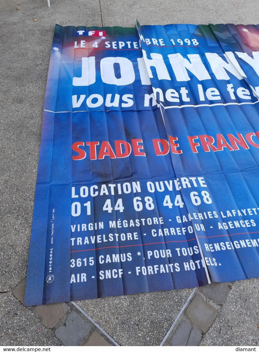 Johnny Vous Met Le Feu, Affiche 4X3m, Stade De France 1998, HALLYDAY - Affiches & Posters