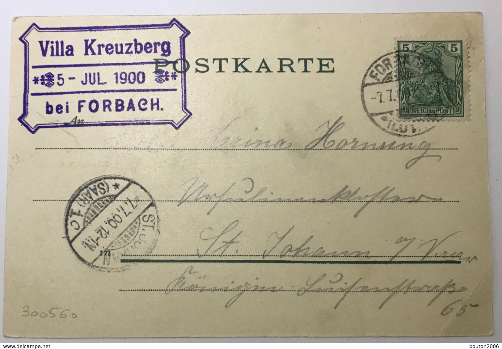 RARE Forbach 1900 Stempel Gruss Aus Villa Kreuzberg Schützenstand Kreuzkapelle Stand De Tir Chapelle Plus De 120 Ans - Forbach