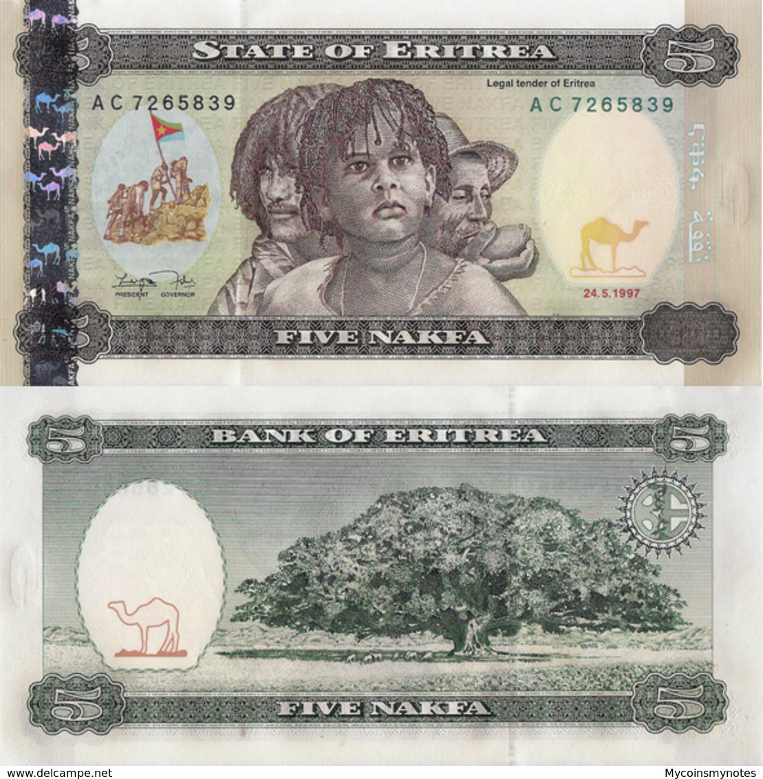 ERITREA, 5 NAKFA, 1997, P2, UNC - Eritrea