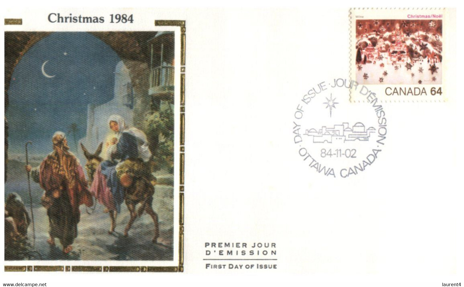 (P 11) Canada FDC Colorano Silk Cover (64c) - 1984 - Christmas - 1991-2000