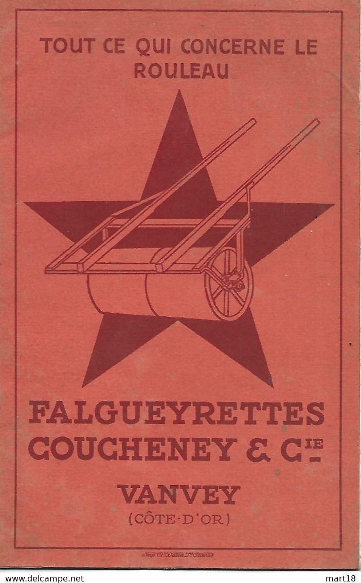 Catalogue FALGUEYRETTES & COUCHENY - VANVEY (21) - Cylindres & Rateaux 1920/1940 - Tractors