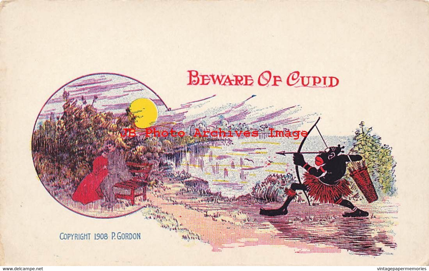 313767-Black Americana, Gordon 1908, Comic, Beware Of Cupid - Black Americana