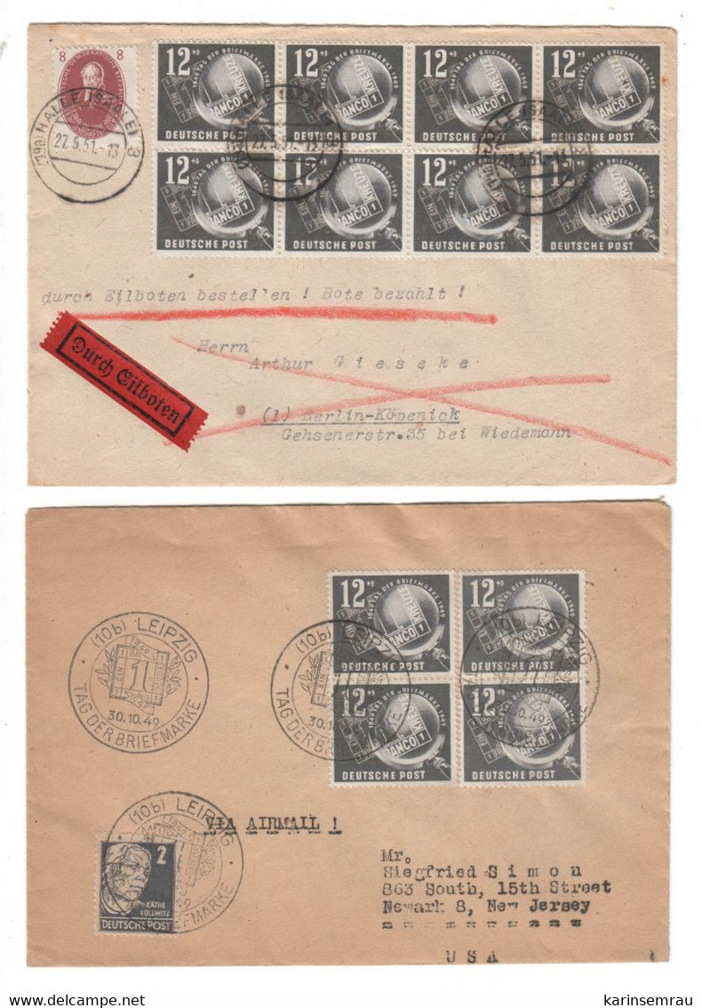 DDR , Tag Der Briefmarke 1949 , 2 Belege - Covers & Documents