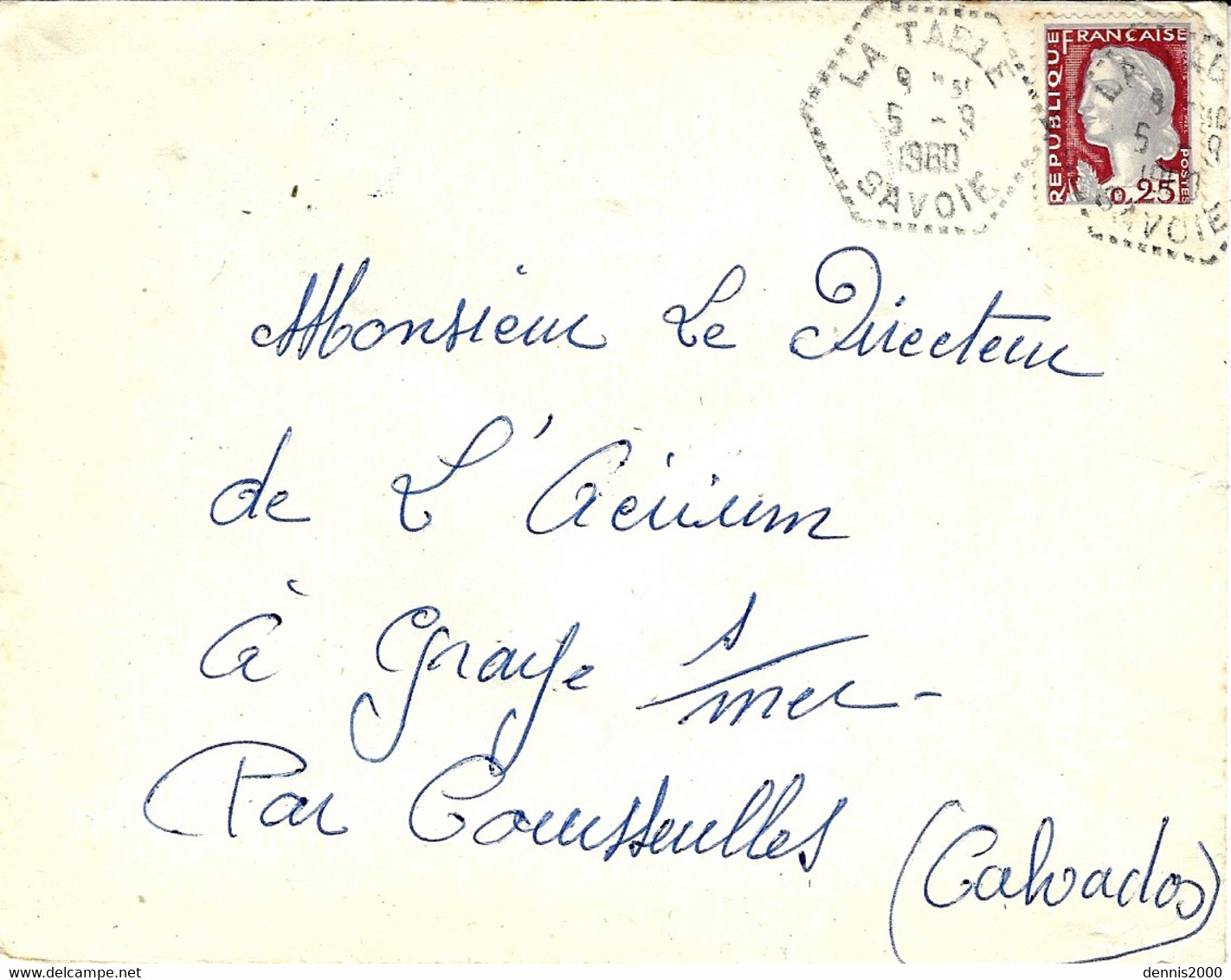 1960- Enveloppe Affr. 25 C Oblit/ Agence Postale Type F7 De LA TABLE /SAVOIE - 1921-1960: Moderne