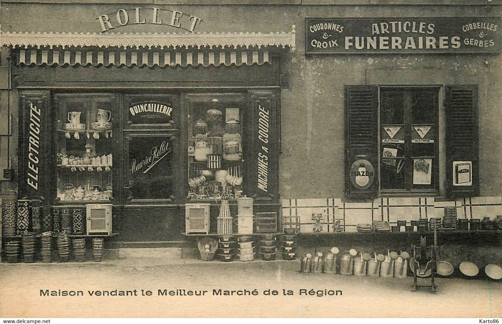 La Machine * Devanture De Quincaillerie Ferblanterie Maurice ROLLET * électricité Articles Funéraires Commerce Magasin - La Machine