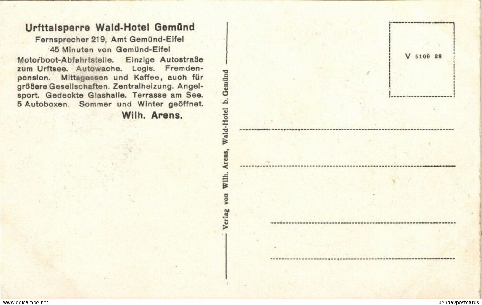 Gemünd, Eifel, Urfttalsperre, Waldhotel, Motorboot-Abfahrtstelle (1920s) AK (1) - Schleiden