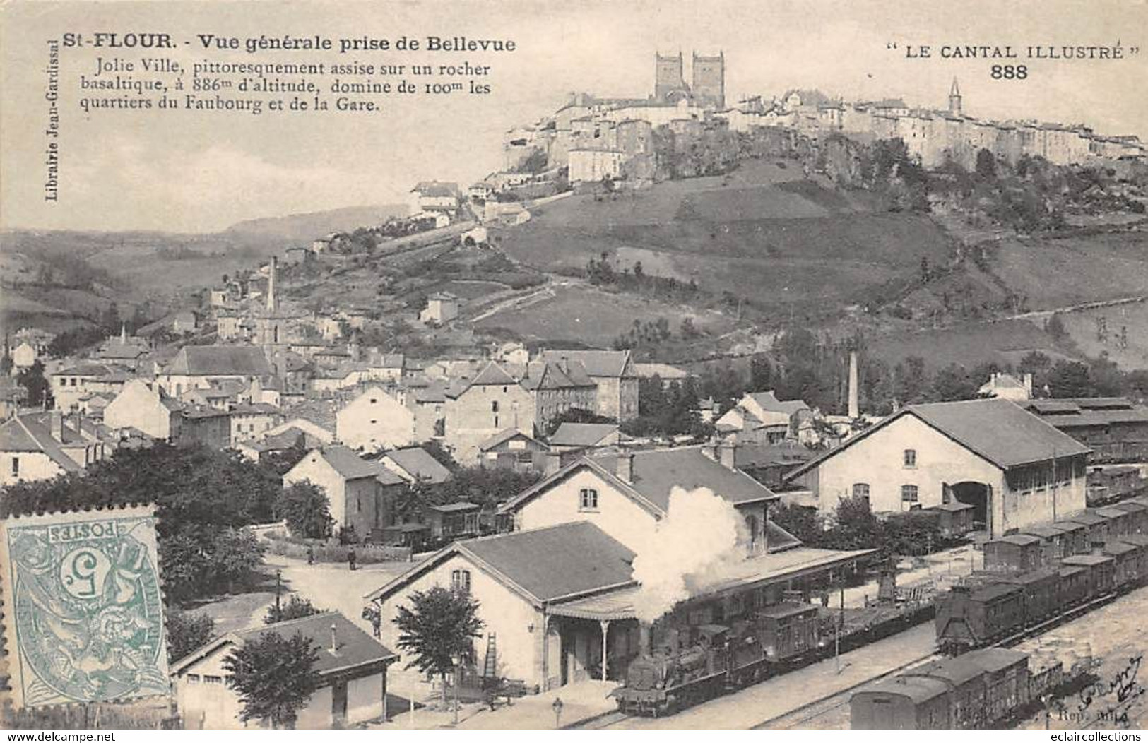 Saint Flour      15        Vue Générale  Et Gare Prise De Bellevue        (Voir Scan) - Saint Flour