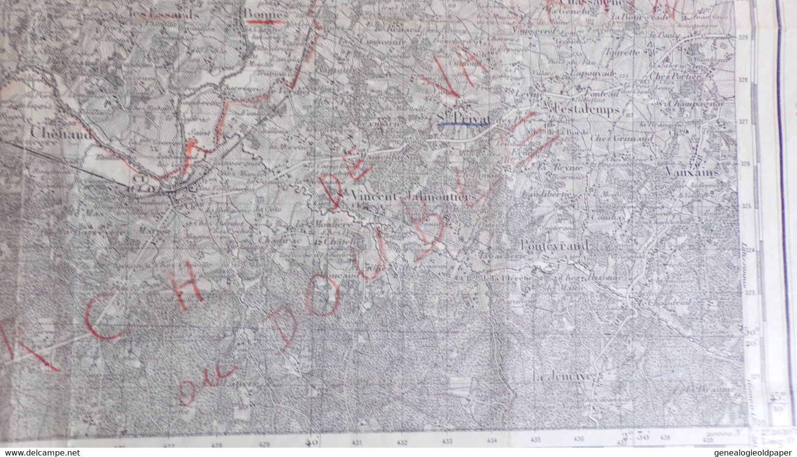 17- JONZAC- RARE AFFICHE PLAN 1889-LAPRADE AUBETERRE-FESTALEMPS-BELLON-ORIVAL-SAUVIGNAC-PUYMANGOU-BOSCAMNANT-RIOUX - Afiches