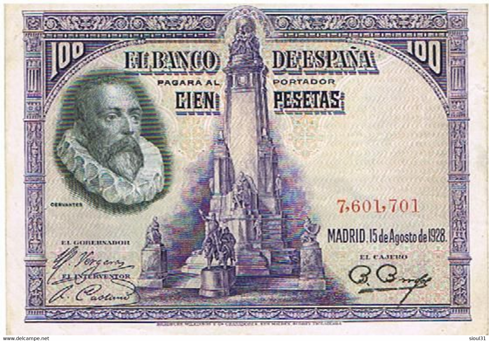 ESPAGNE  100 PESETAS    AOUT 1928       BI14 - 1000 Peseten