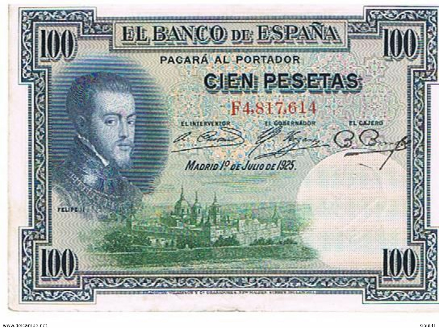 ESPAGNE  100 PESETAS    JUILLET 1925       BI13 - 1000 Pesetas