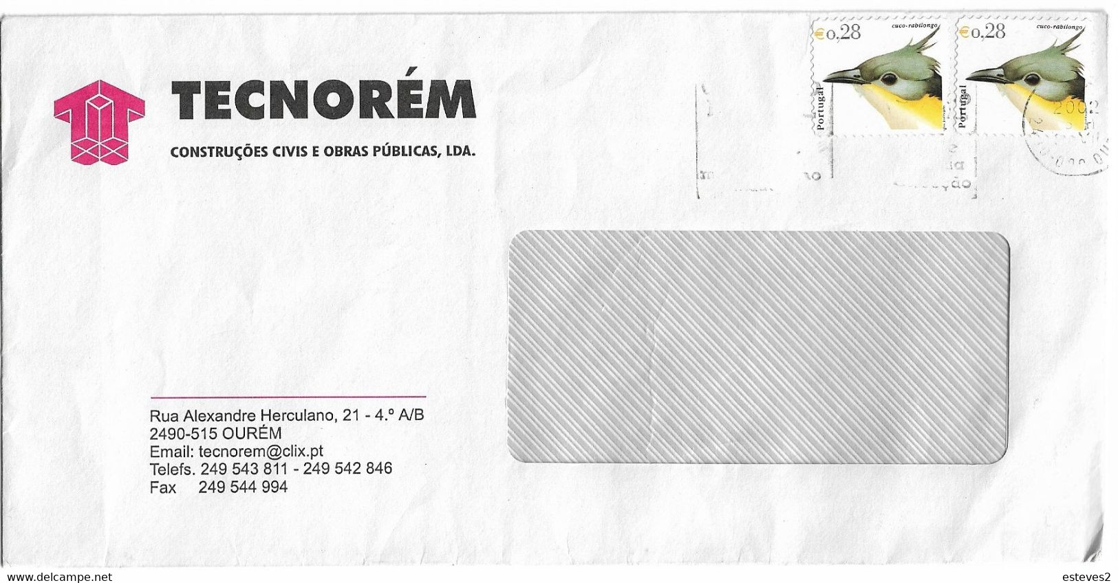 Portugal , Cuckoo , Cuco Rabilongo , Clamator Glandarius , 2002 Ourém Postmark - Cuckoos & Turacos