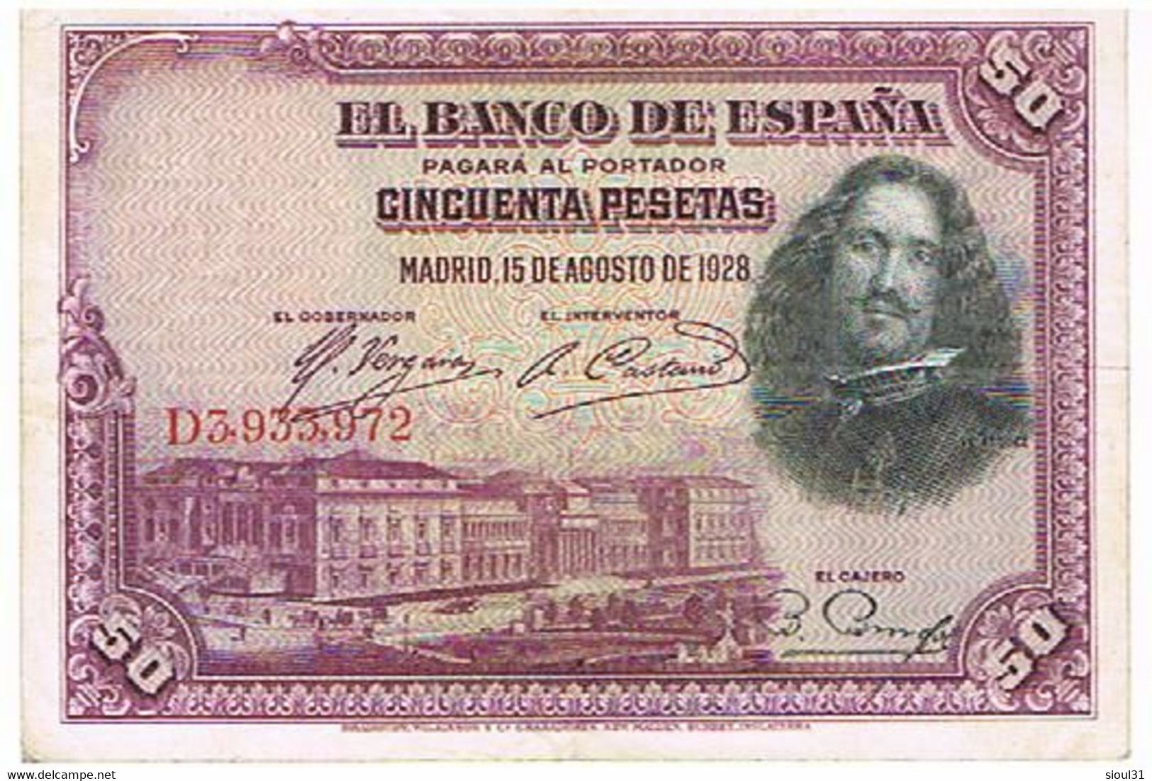 ESPAGNE  50 PESETAS    AOUT 1928      BI16 - 1000 Pesetas