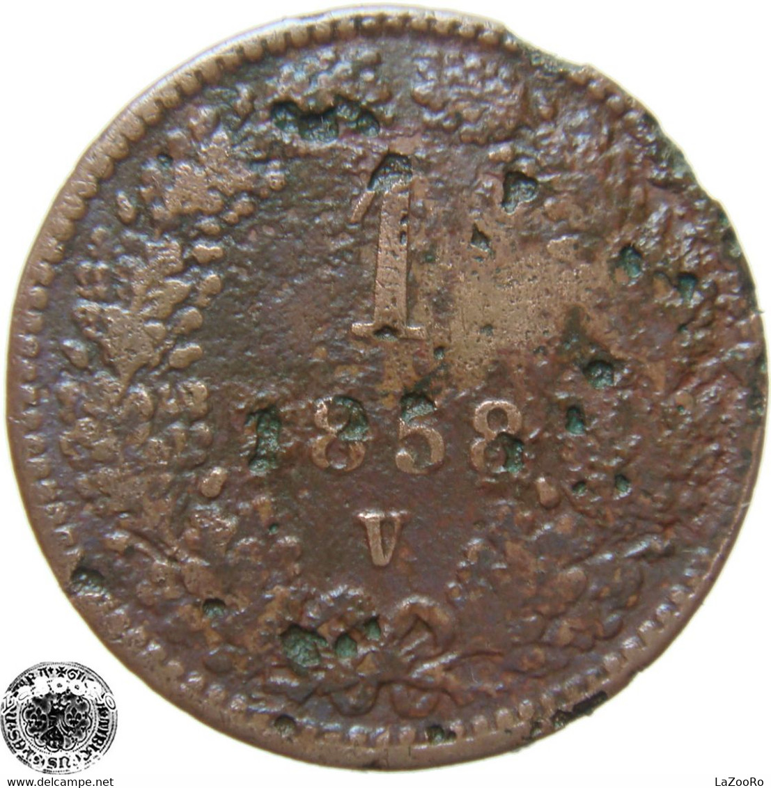 LaZooRo: Italy Under Austria 1 Kreuzer 1858 V G - Lombardo-Veneto