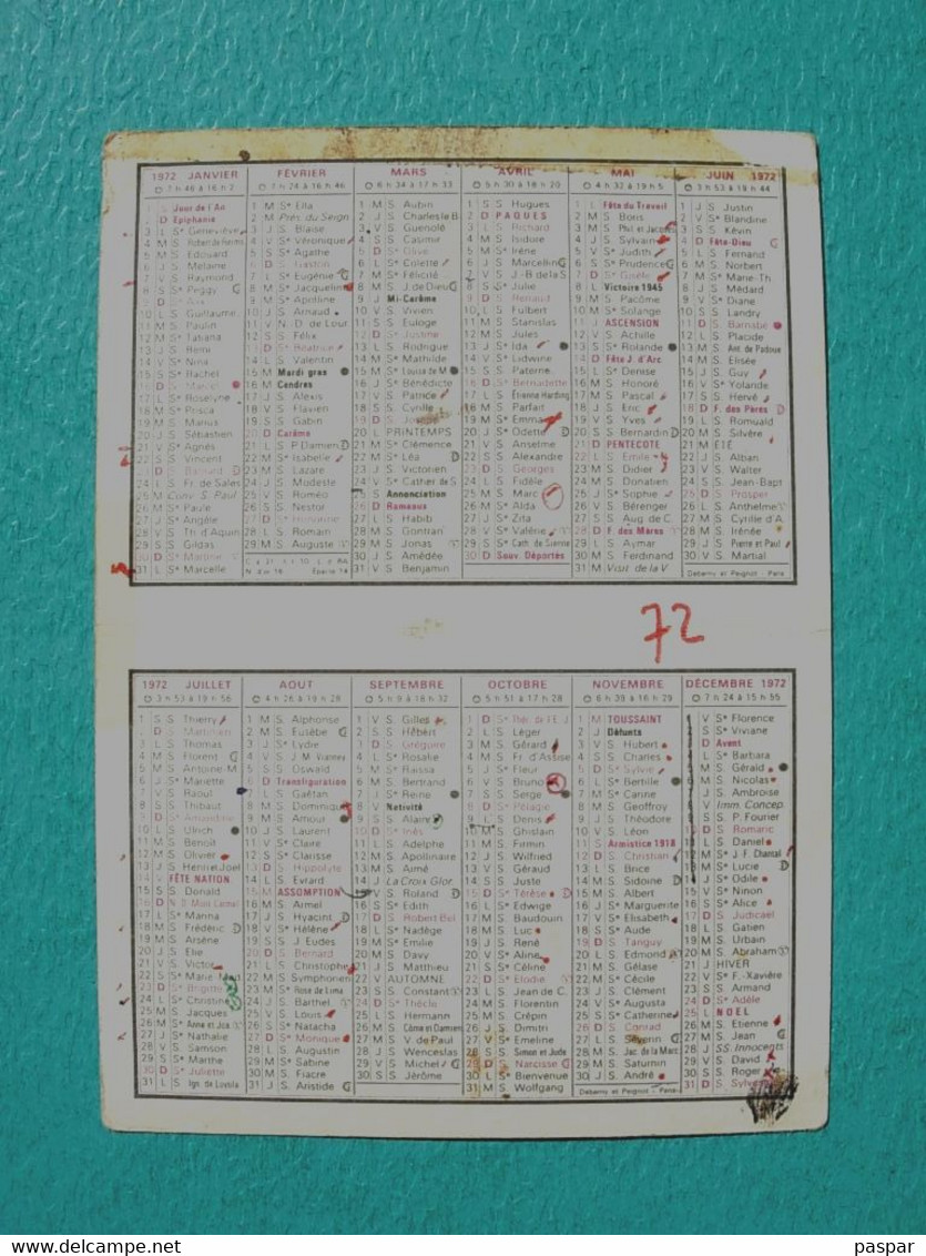 Petit Calendrier 1972 - Pharmacie VIGNOBOUL - Dakar - Sénégal - Voiture Ancienne - Kleinformat : 1971-80