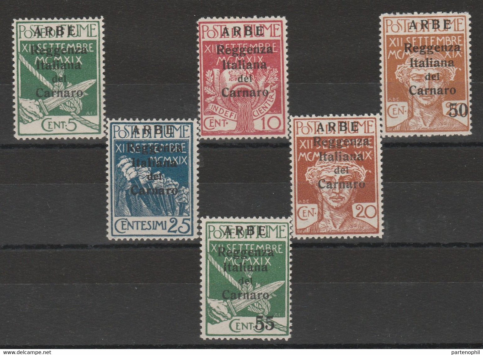 Arbe - 320 * 1920 - F.lli Di Fiume Soprastampati N. 5/10. Cat. € 600.00 - MH - Arbe & Veglia