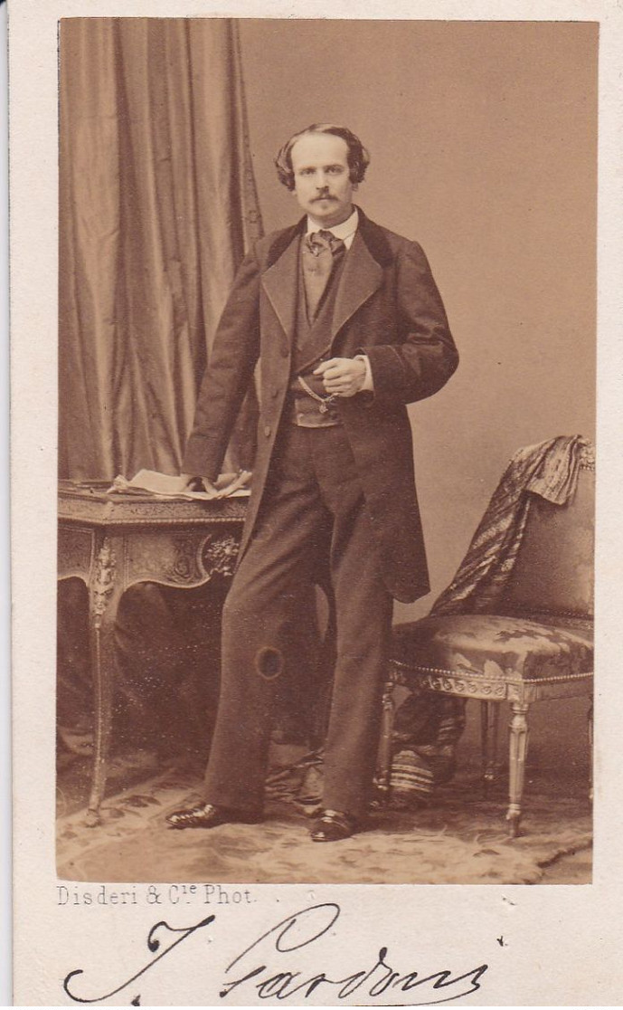 PHOTO ANCIENNE 19 EME HOMME  DEDICACE PHOTOGRAPHE DISTERI - Foto Dedicate