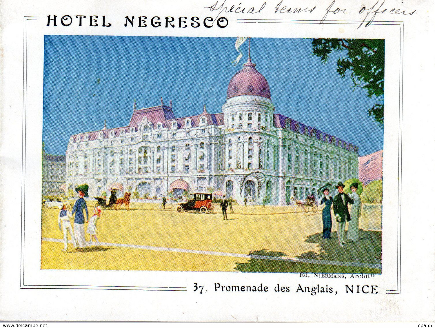 HOTEL NEGRESCO NICE  -  Magnifique Dépliant En Anglais - Nonbreux Dessins En Couleur - Cafés, Hotels, Restaurants