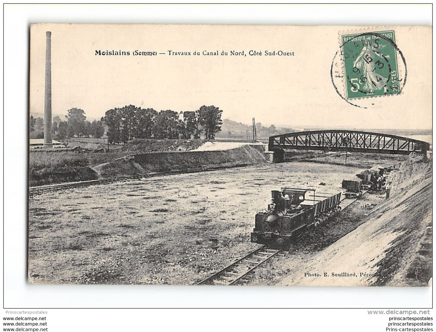 CPA 80 Moislains Travaux Du Canal Du Nord - Chemin De Fer Industriel - Moislains