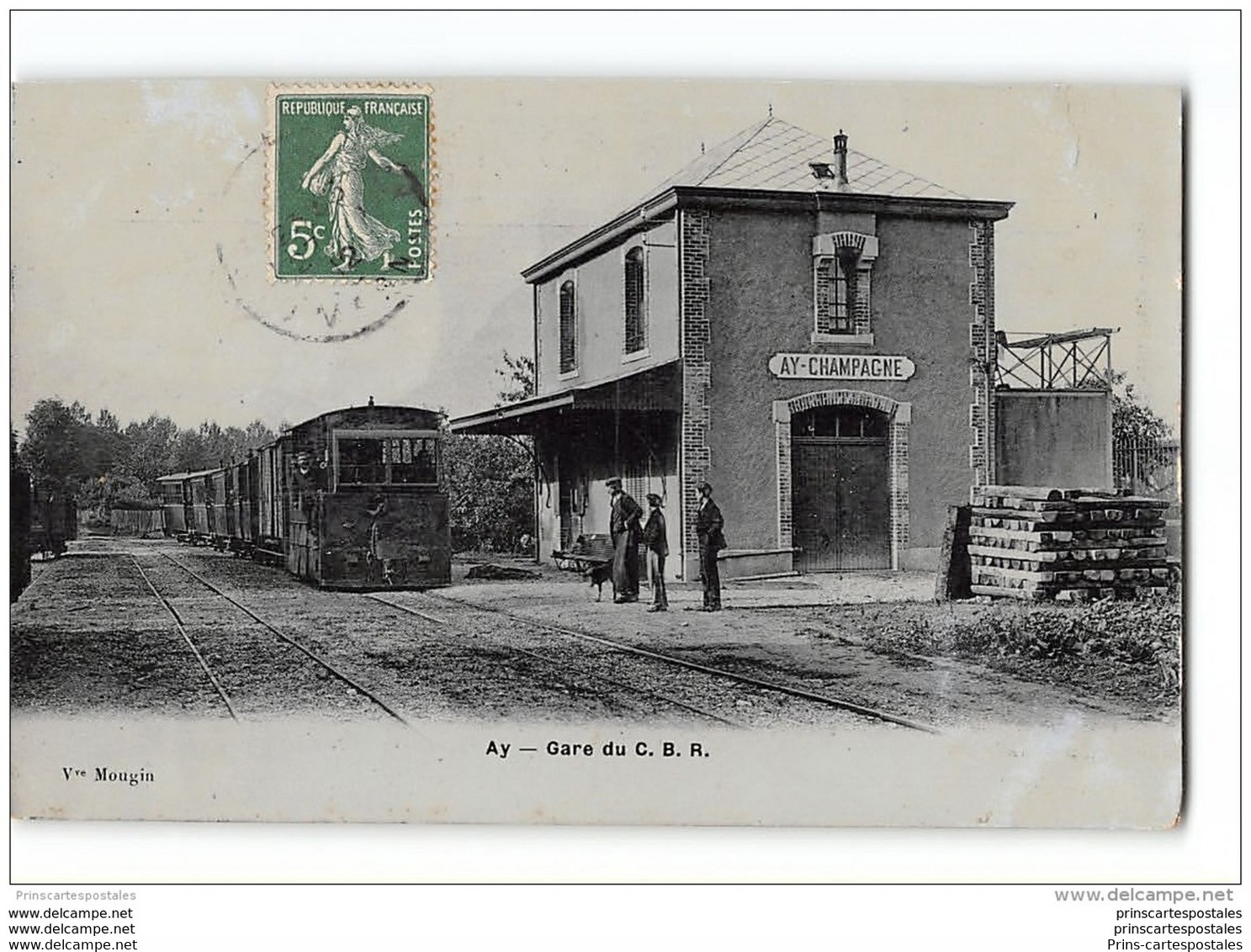 CPA 51 C B R Ay Champagne La Gare Et Le Tramway - Ay En Champagne