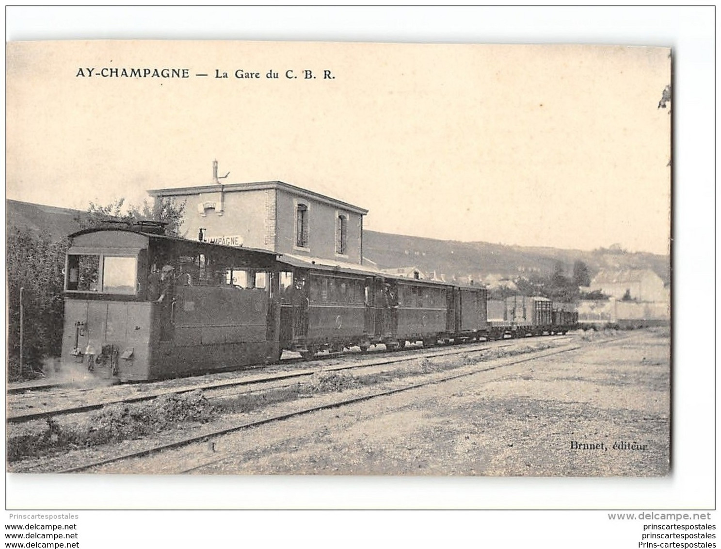 CPA 51 C B R Ay Champagne La Gare Et Le Tramway - Ay En Champagne