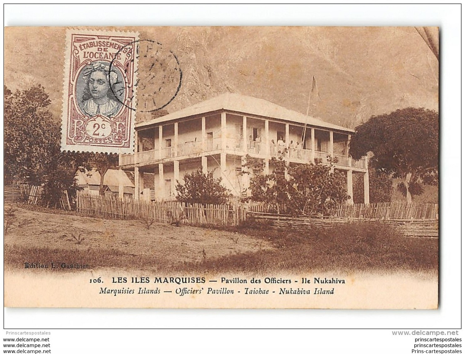 CPA Iles Marquises Pavillon Des Officiers Ile Nukahiva - Polynésie Française