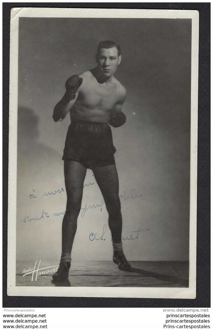 Photo Harcourt Boxe Albert Renet Avec Autographe Format 10X15 - Boxing