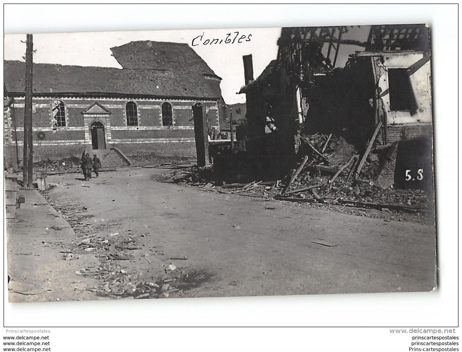 Photo Format Cpa Combles Demolition De Guerre Une Rue - Combles