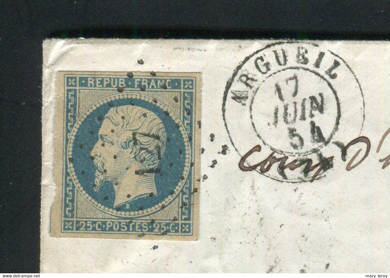 Rare Lettre D'Argueil Pour Lyon ( Juin 1854 ) Avec Un N° 10 Présidence Bleu Sur Teinté - 1852 Louis-Napoléon