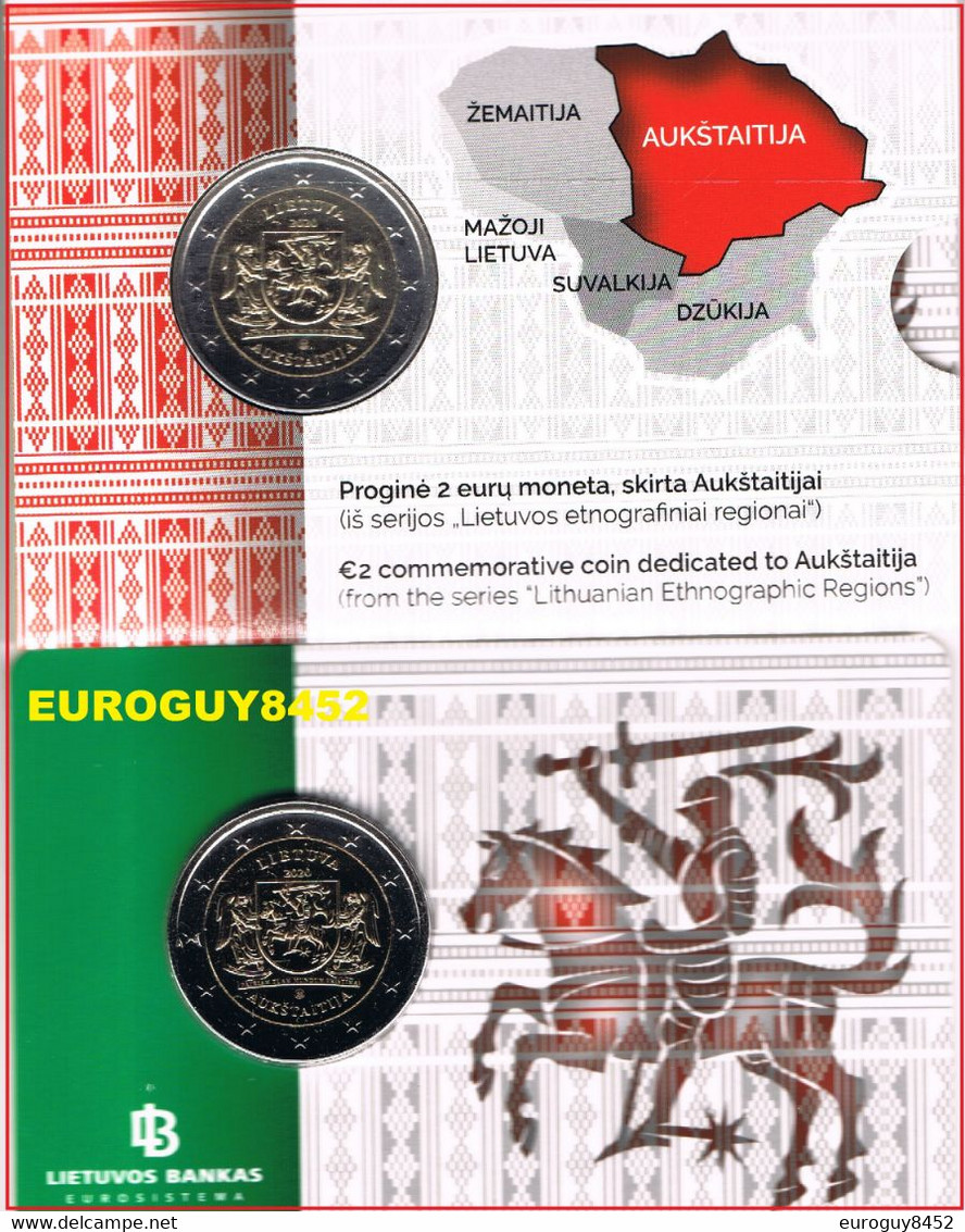 LITOUWEN - COINCARD 2 € COM. 2020 BU - REGIO AUKSTAITIJA - Litauen