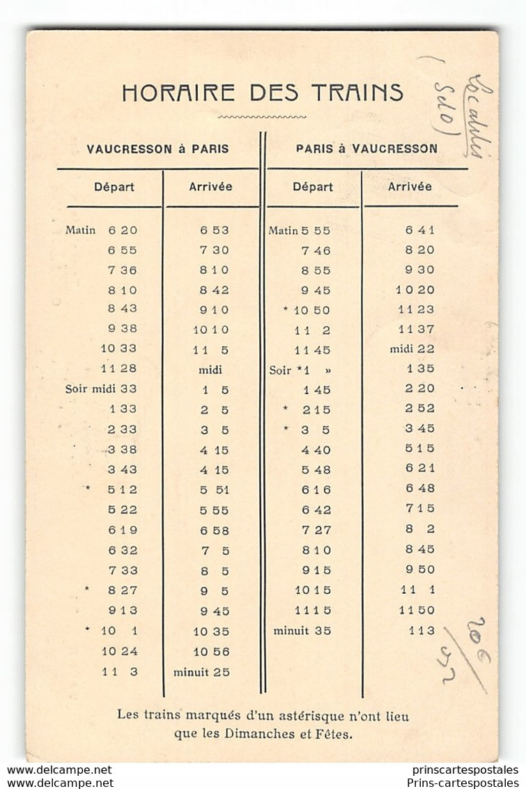 CPA 92 Vaucresson Tombola De La Fête Des Bois Gros Lot Une Voiture Attelé Au Dos Les Horaires Des Trains - Vaucresson