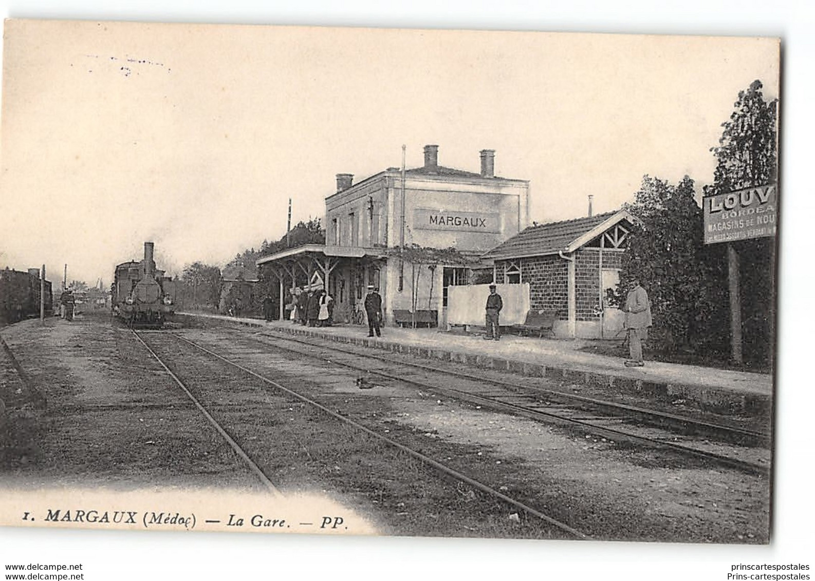 CPA 33 Margaux La Gare Et Le Train Tramway - Margaux