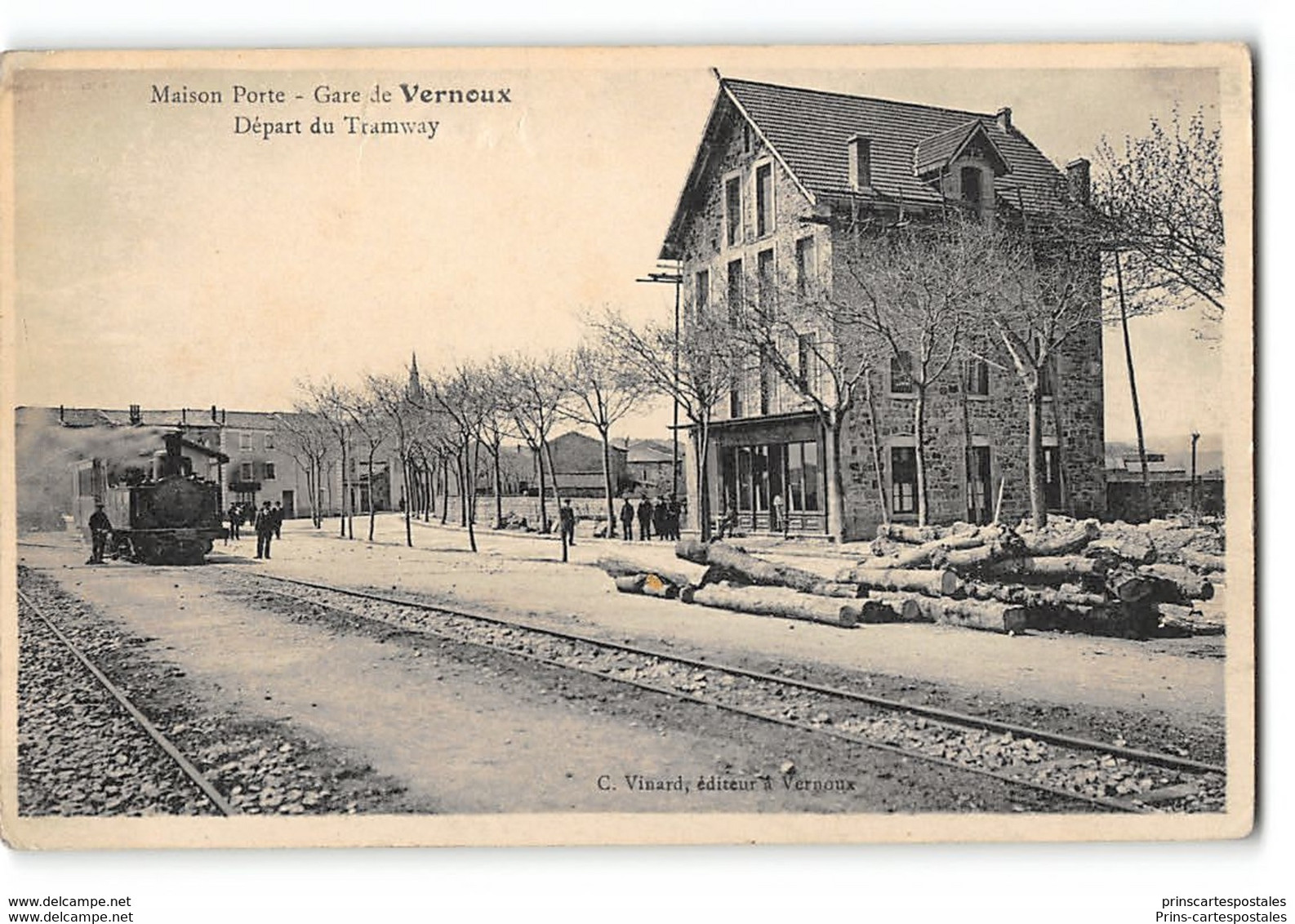 CPA 07 Maison Porte Garde Vernoux Le Depart Du Tramway - Vernoux