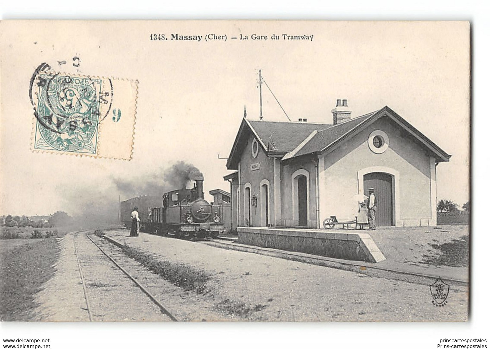 CPA 18 Massay La Gare Et Le Train Tramway - Massay