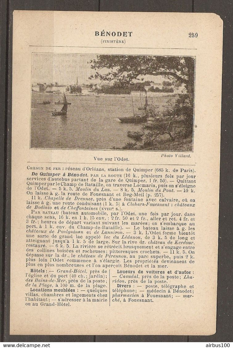 1921 BENODET CHEMIN DE FER RESEAU D'ORLEANS STATION DE QUIMPER 685 KM DE PARIS PUIS ROUTE - Ferrovie