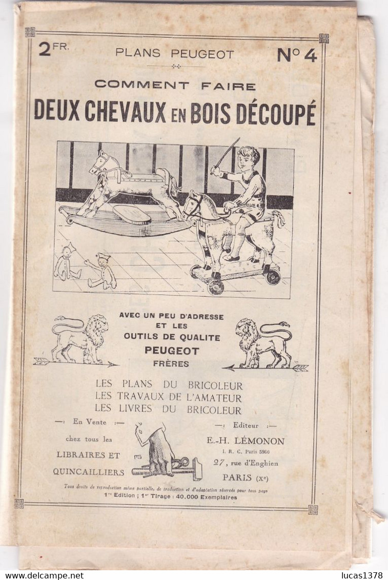 PLANS PEUGEOT N 4 / COMMENT FAIRE DEUX CHEVAUX EN BOIS DECOUPE - Europe